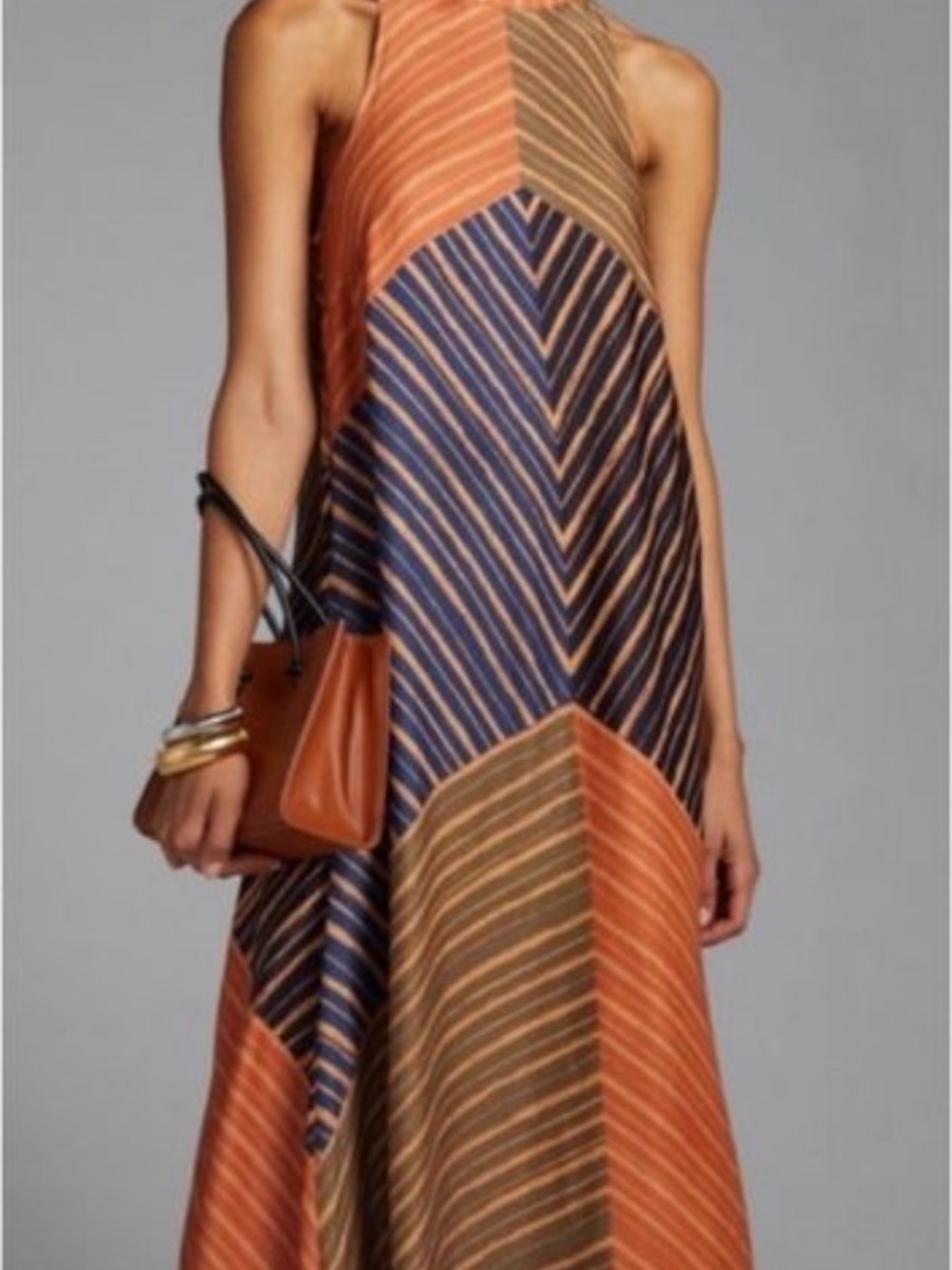 FARM Rio Striped Chevron Maxi Dress in Rust, Navy & Olive